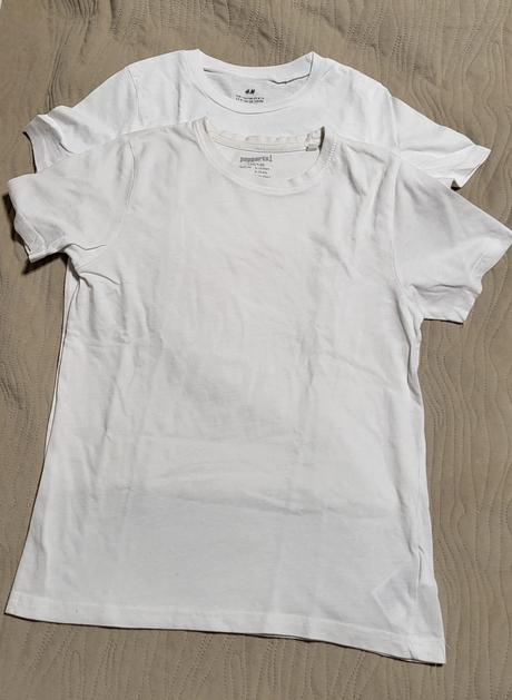 2ks biele tričko krátky rukáv velk  134/140, h&m,134