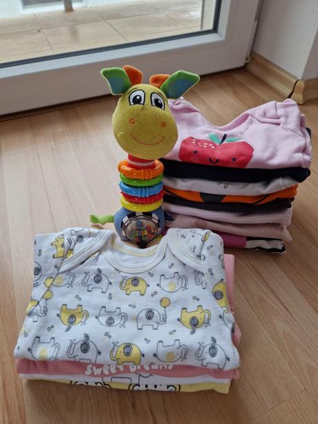 Detske body s dlhým rukávom 12 ks hračka gratis, 68