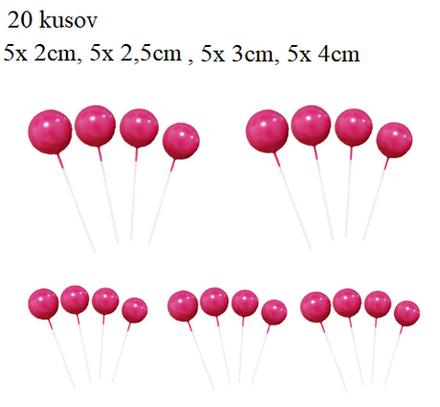 Tortový zápich guličky ružové (20ks) - skladom,