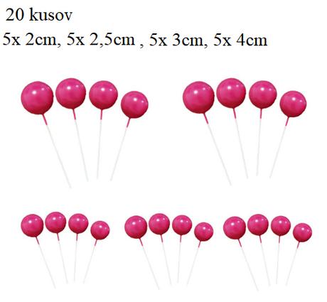 Tortový zápich guličky ružové (20ks) - skladom,