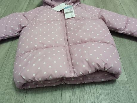 Bledoružová zimná bunda s kapucňou veľ.86, primark,86