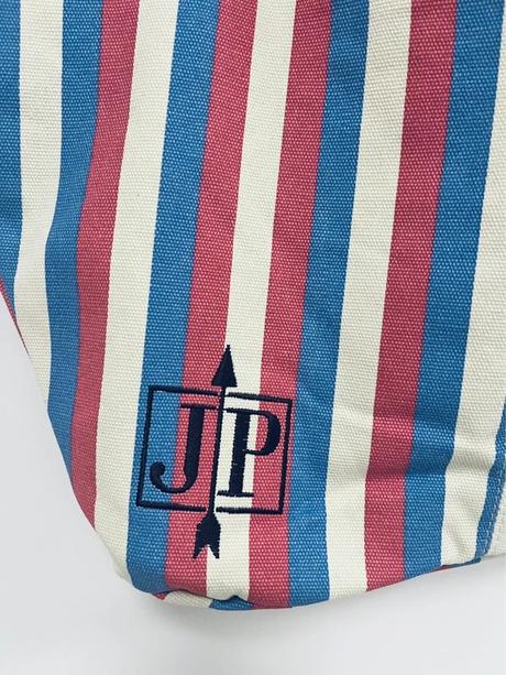 Pruhovaná tote taška s monogramom jp, 