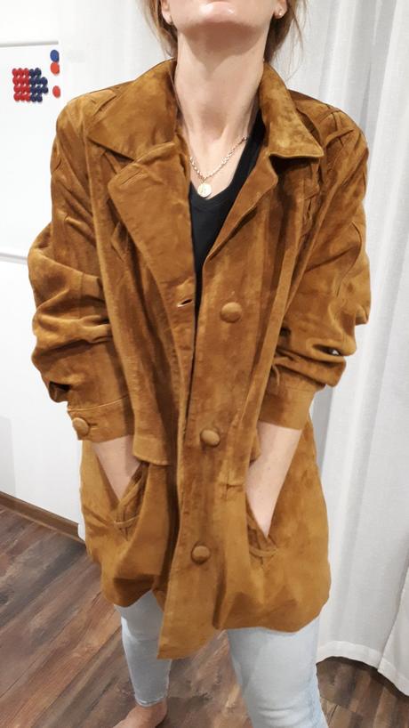 Kožený kabát vintage oversize vel 38/40/42, l