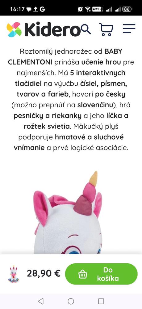 Interaktívny jednorožec clementoni,