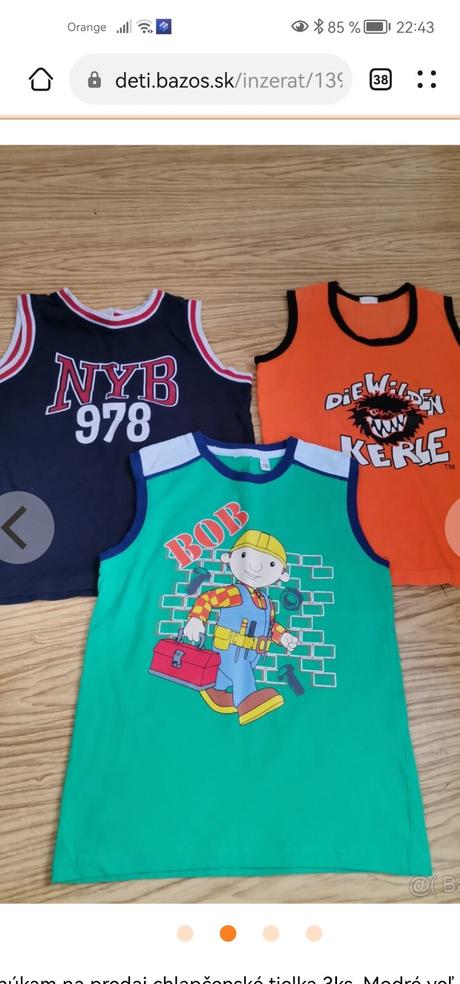 Chlapčenské tielka 3ks, 122