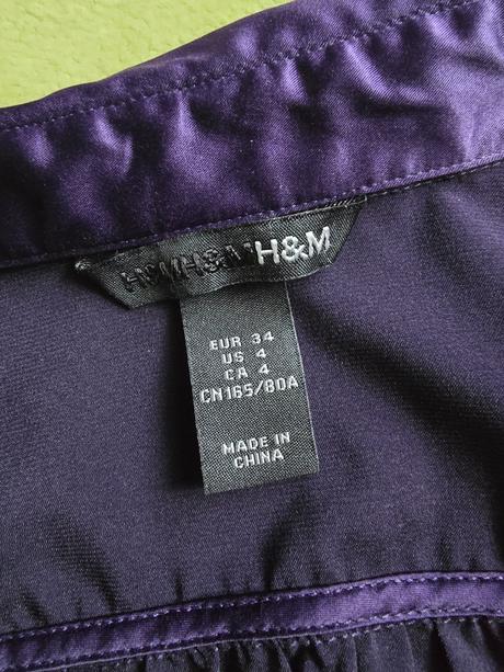 Fialová saténová blúzka s krátkym rukávom, h&m,xs