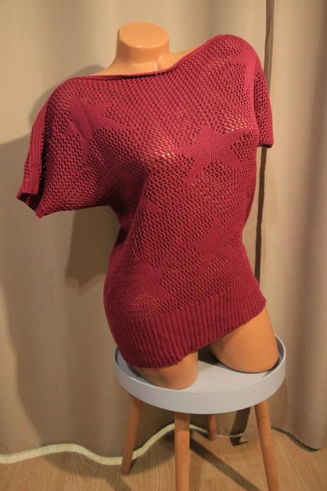 Pletený ružový top, l/xl, l