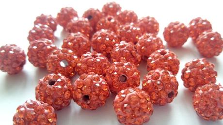 Korálky shamballa - oranžové 10 mm, 