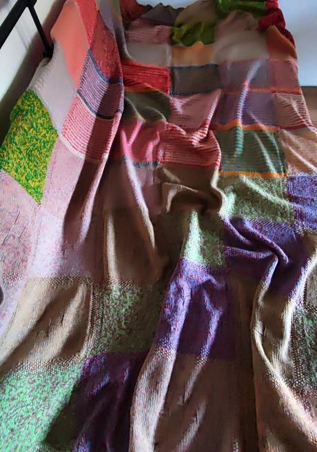 Veľká patchwork pletená deka, 