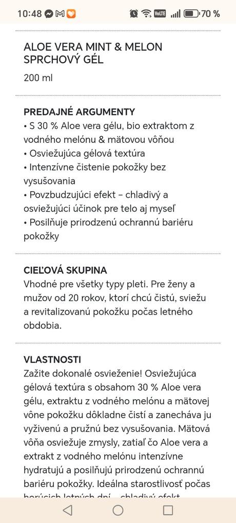 Sprchový gél aloe vera, 