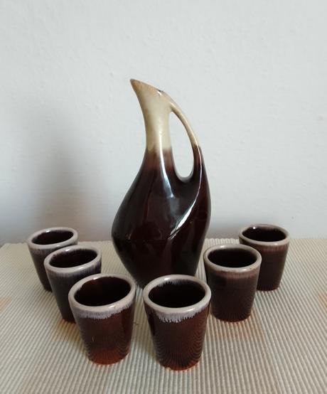 Keramická karafa + 6 pohárikov, 