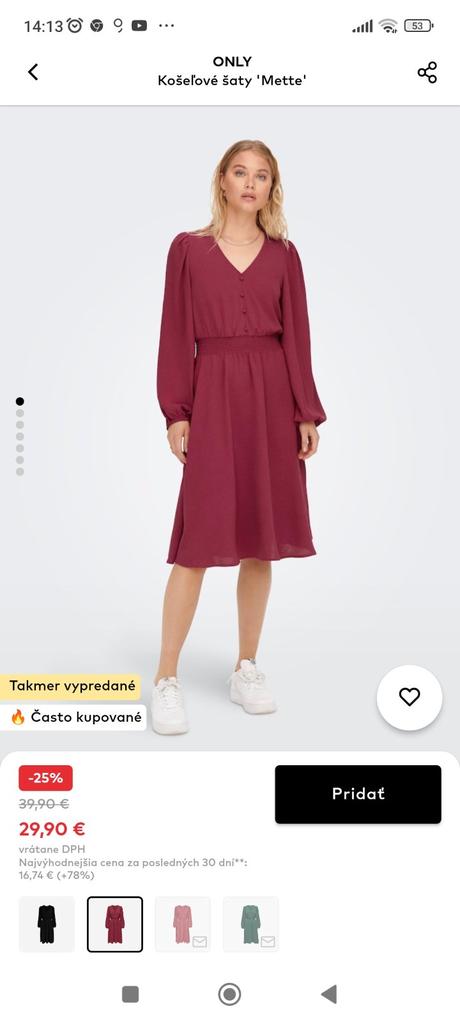 Šaty midi koselove, only,s