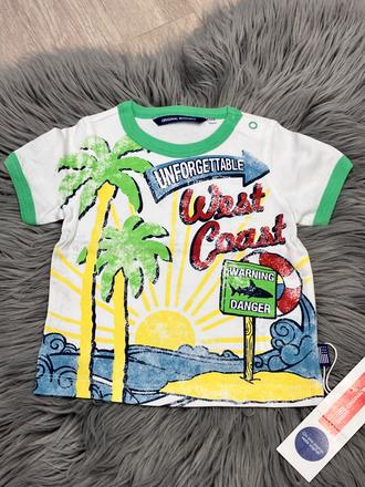 Chlapčenské vzorované tričko biele (6-9 mes.), original marines,68 / 74