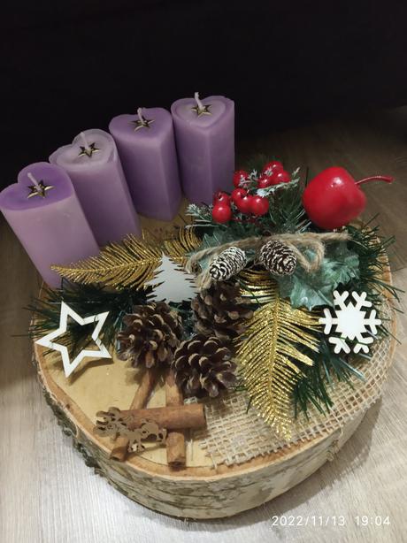 Adventna dekorácia na stôl 4xsviečky, 