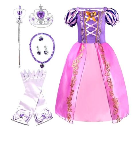 Kostým šaty doplnky na vlásku rapunzel locika nové,