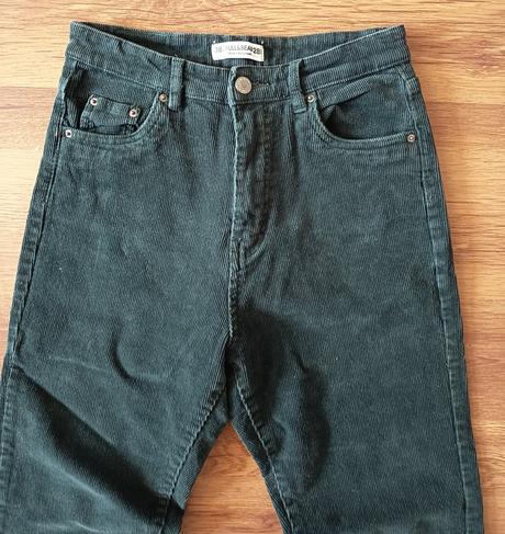 Menčestrové tmavozelené nohavice pull&bear, pull&bear,m