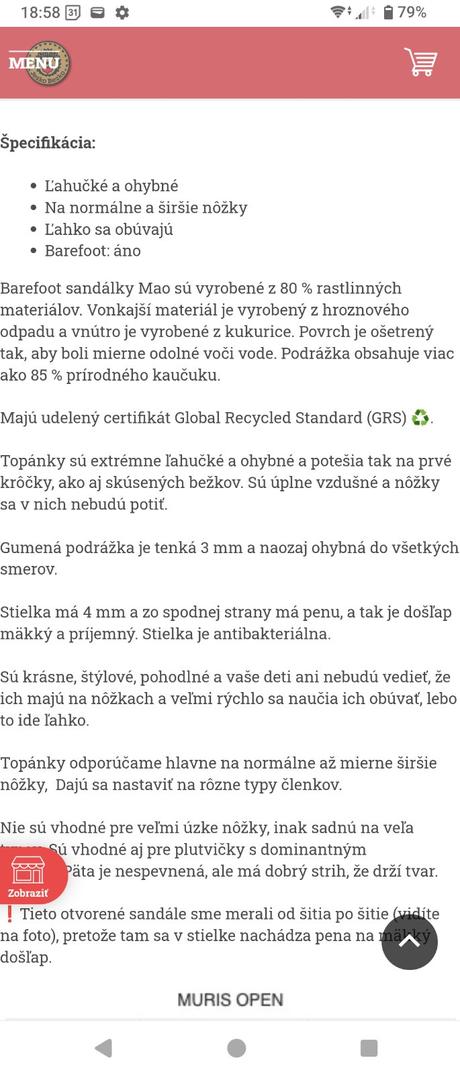 Barefoot sandále muris, 28