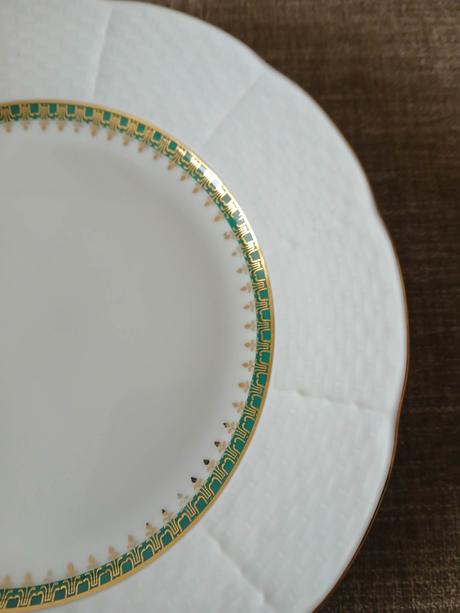 Dezertné taniere na doplnenie - zelenozlatý vzor, 
