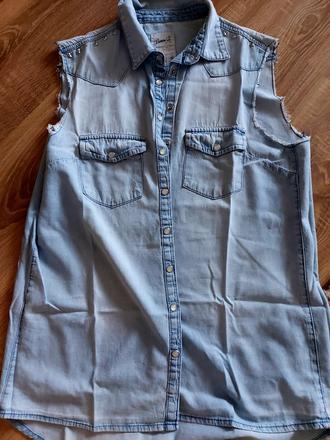 Rifľová košeľa bez rukávov, denim co,m