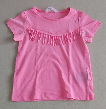 Tričko neónovo-ružové so strapcami h&m 110/116, h&m,110