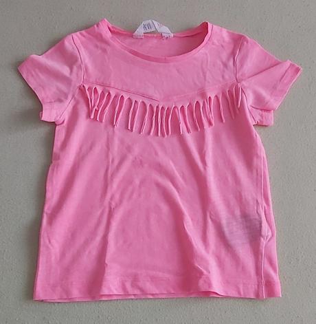 Tričko neónovo-ružové so strapcami h&m 110/116, h&m,110
