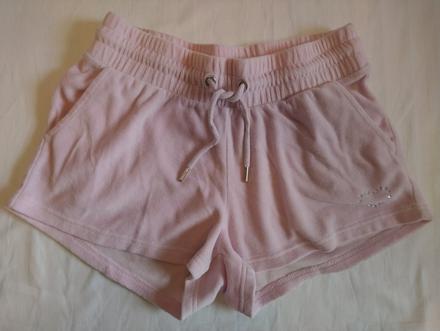 Dámske svetlo ružové zamatové šortky, s/m, m