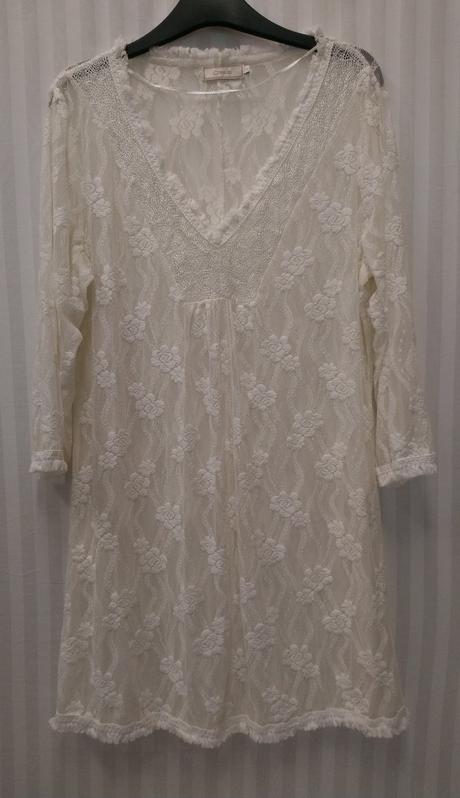 Dámsky predĺžený krémový priesvitný top, cream, xl, xl