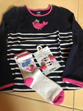Tričko + ponožky + sponky, gymboree,128