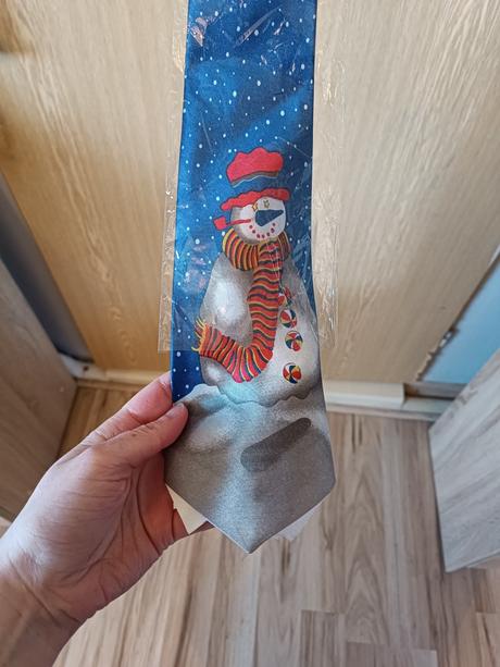 Vianočná kravata so snehuliakom- nová, 