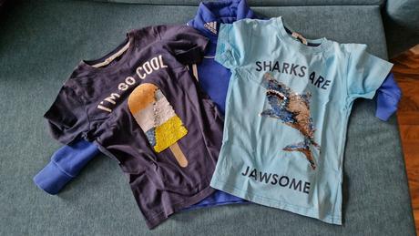 2x premienacie tricko s flitrami a mikina, 122–134