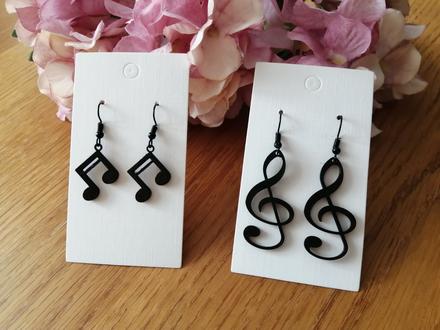 Náušnice hudba v ušiach husľový kľúč + noty,