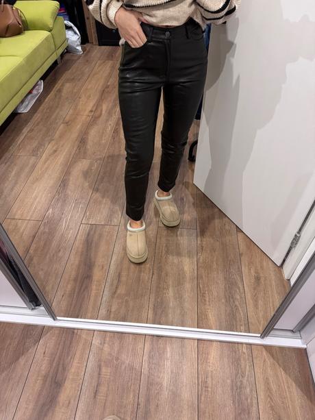 Kožené nohavice zateplené, s