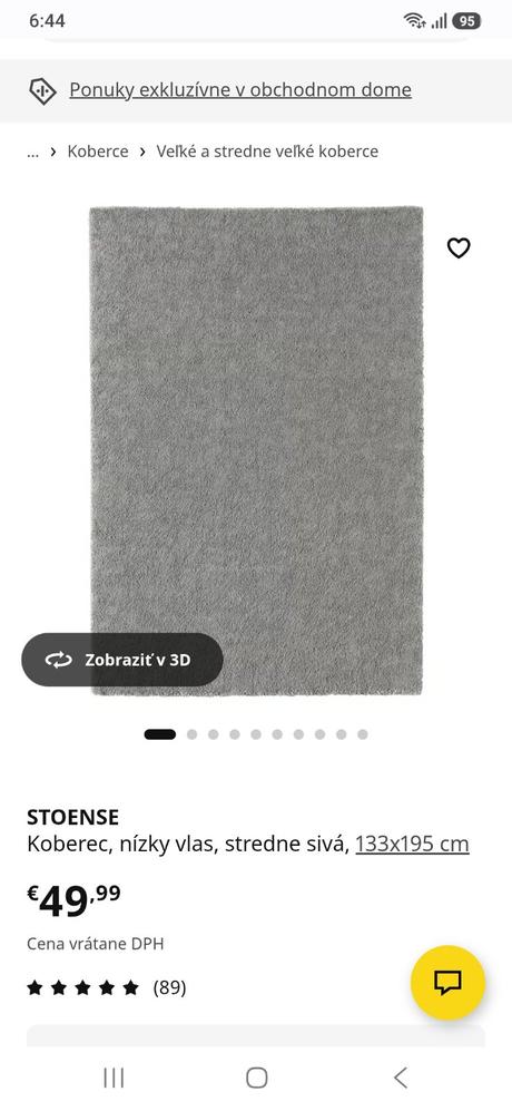 Sivý koberec stoense ikea,