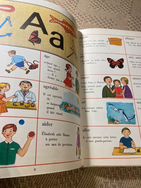 Krásny starý retro slovník učebnica francúzštiny, 