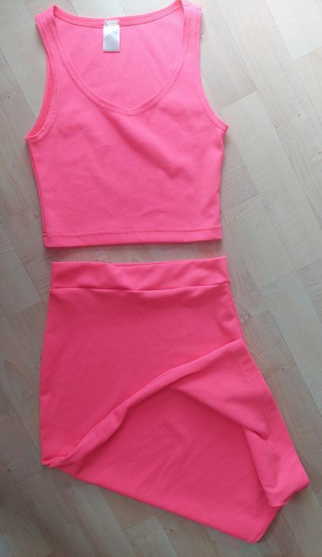 Neónový set sukňa top, xs