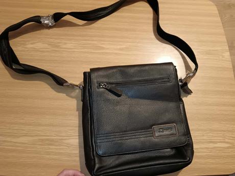 Mercucio pánska čierna kožená taška cez rameno, 
