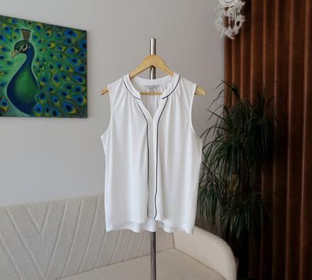 Elegantná biela blúzka h&m s čiernym lemovaním, h&m,l