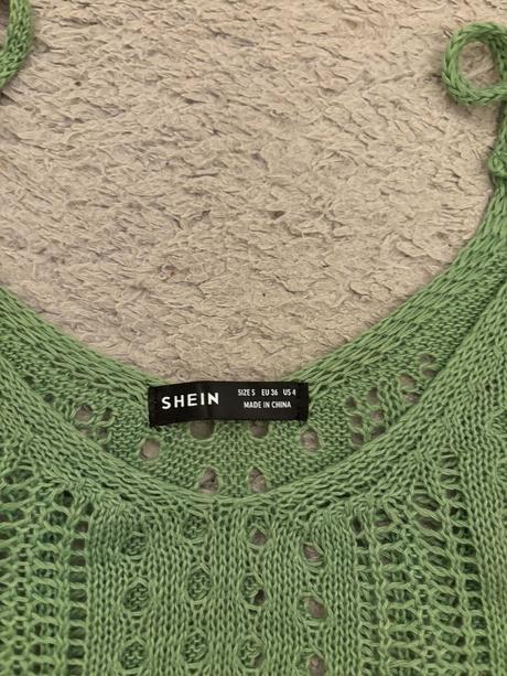 Shein - zelený háčkovaný top / letné tielko,