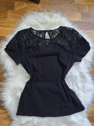 Dámske štýlové čierne tričko, h&m,m