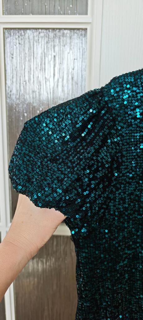 Flitrované tmavozelené šaty, f&f,164