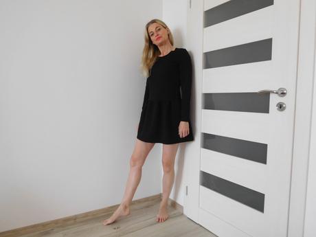 Čierne sukňové šaty dlhý rukáv-38v,, 38