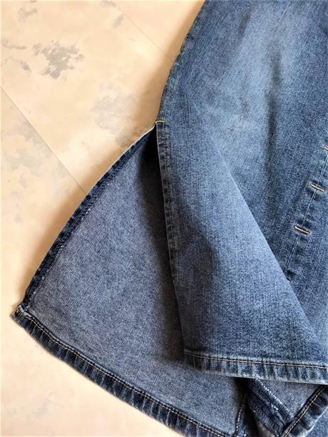 Riflová úzka dlhšia sukňa, l