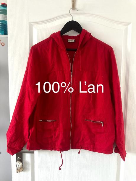 Červená ľanová bunda, yessica,44