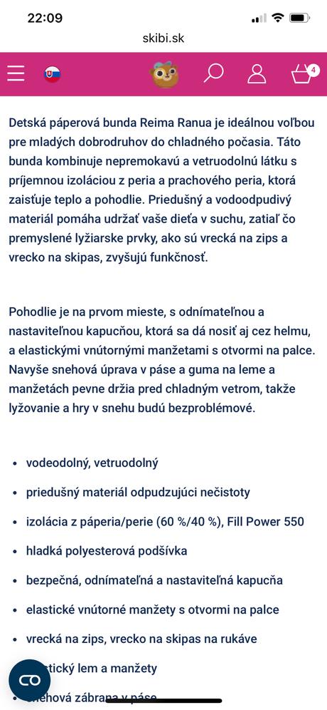 Reima ranua zimná lyžiarska bunda 110/116, reima,110