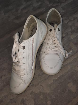 Biele kožené tenisky botasky, 35