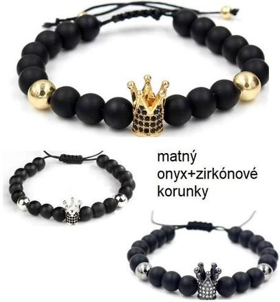 Náramky s korunkou, matný onyx,