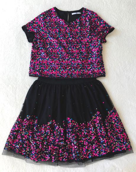 Flitrový top so sukňou, marks & spencer,158