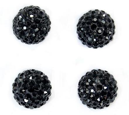 Shamballa korálky 12 mm - čierne, 