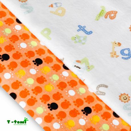 Bavlnené plienky s flanel. úpravou oranžové labky, t-tomi