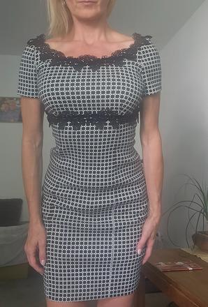 Elegantne šaty s čipkou, uzke, m